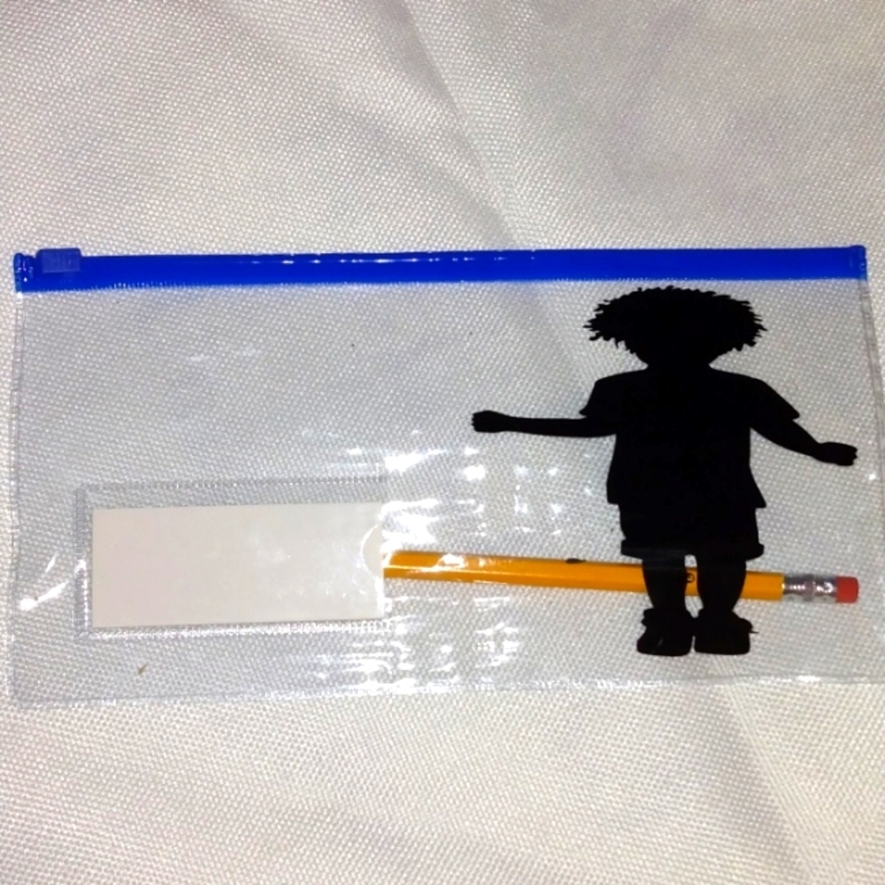 Boy silhouette pencil pouch with 1 pencil